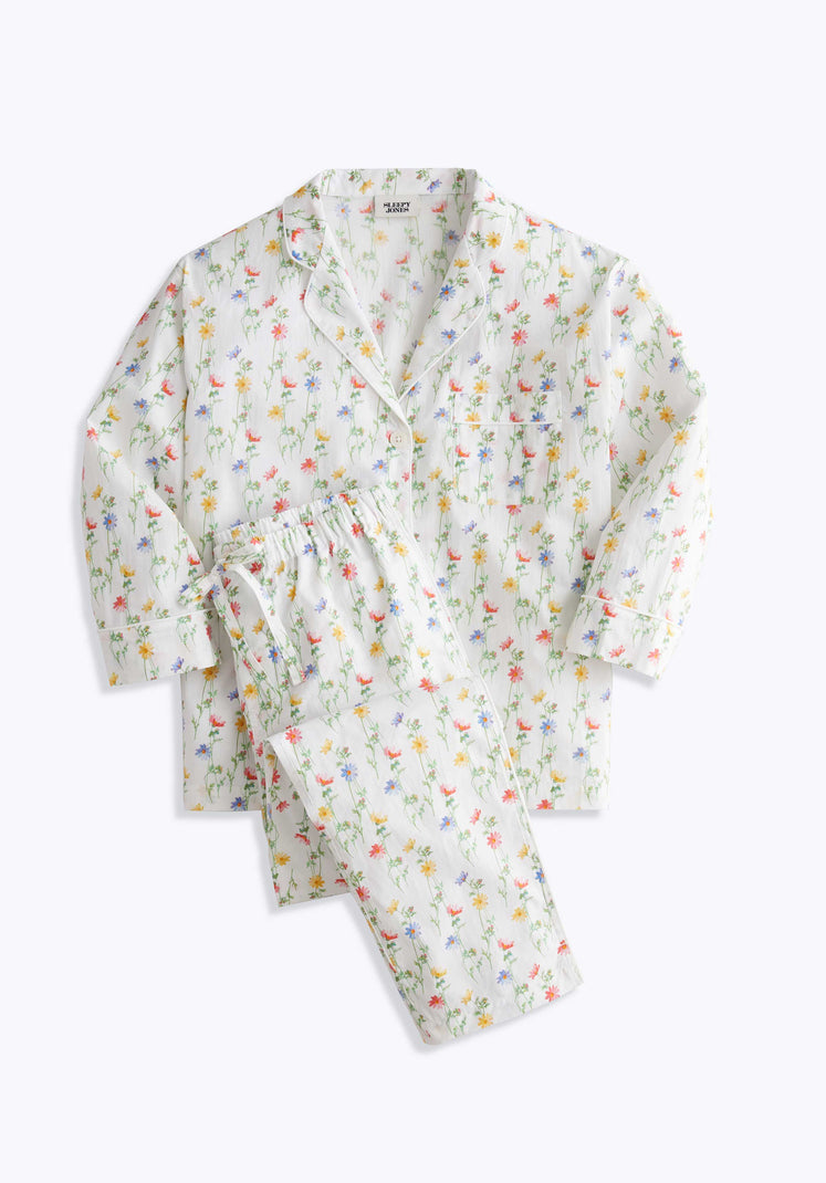 SLEEPY JONES | Marina Pajama Set in White Vintage Floral - Women's Pajama Sets